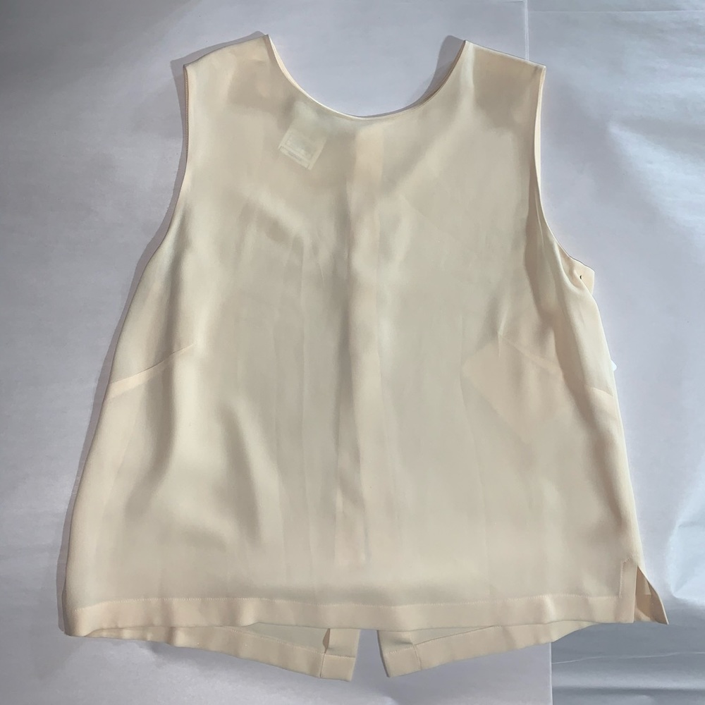 CHANEL size 44 cream silk shell blouse - Picture 8 of 11
